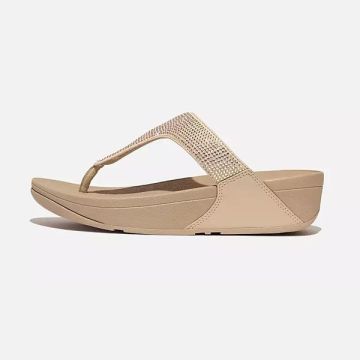 FitFlop Lulu Crystal Embellished Toe-Post Sandals A94 Latte Beige