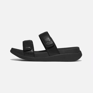 FitFlop F-Mode Go Adjustable Flatform Two-Bar Slides 090 All Black 4