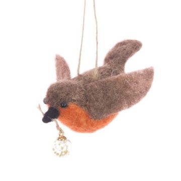 Floralsilk Felt Robin Hanger 12cm