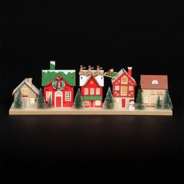 Floralsilk Wooden Christmas Village B/O