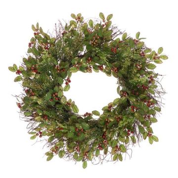 Floralsilk Glitter Holly Wreath 58cm