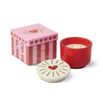 Charmed 8oz/226g Red Glass Candle With Heart Lid - Wild Fig & Rose
