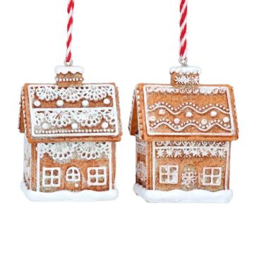 Gisela Graham Resin Red/White Gingerbread Lace 3D House