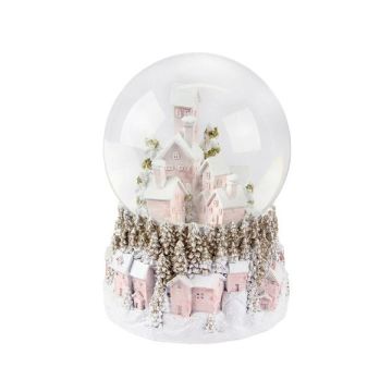 Gisela Graham Pastel Gingerbread Village Musical Snow Dome