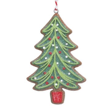 Gisela Graham Resin Gingerbread Green Tree Decoration