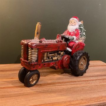 Gisela Graham Resin Santa On Tractor Ornament