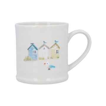 Gisela Graham Beach Huts Embossed Stoneware Mug