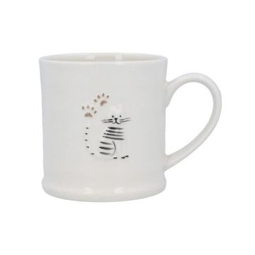 Gisela Graham Cat Embossed Stoneware Mug