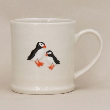 Gisela Graham Puffins Embossed Stoneware Mug