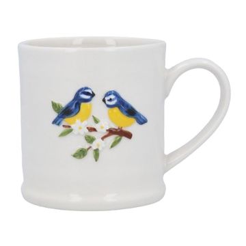 Gisela Graham Blue Tits Embossed Stoneware Mug