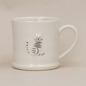 Gisela Graham Cat Embossed Stoneware Mini Mug