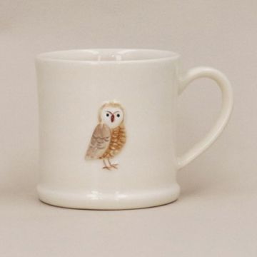 Gisela Graham Barn Owl Embossed Stoneware Mini Mug