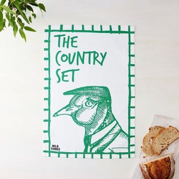 Wild Things Cecil Pheasant Cotton Tea Towel - Emerald Green