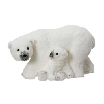 Standing Artificial Fur Polar Bear With Cub