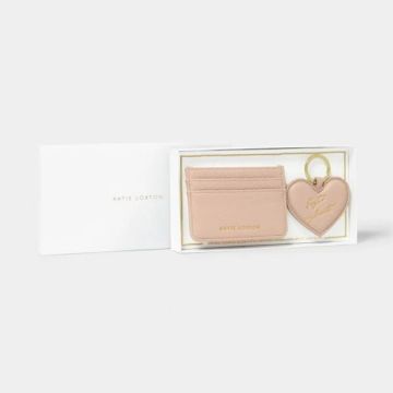 Katie Loxton Heart Keyring & Card Holder Set Key To My Heart Nude Pink