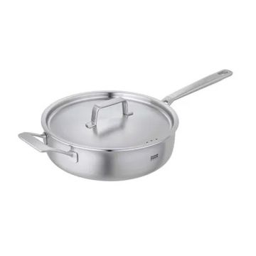 Kuhn Rikon Culinary Fiveply Saute Pan With Lid With Long And Helper Handles Uncoated 24cm