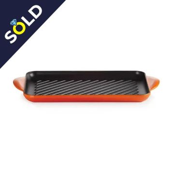 Le Creuset Cast Iron Rectangular Grill Volcanic Orange 32cm