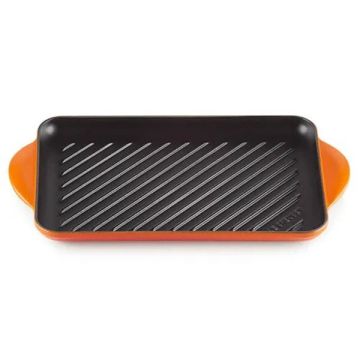 Le Creuset Cast Iron Rectangular Grill Volcanic Orange 32cm