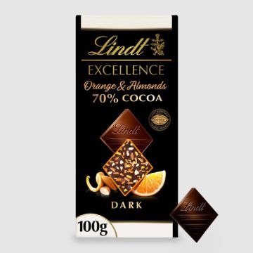 Lindt Excellence Passion Orange And Almond Bar 100g