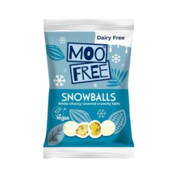 Moo Free White Choc Snowballs 35g