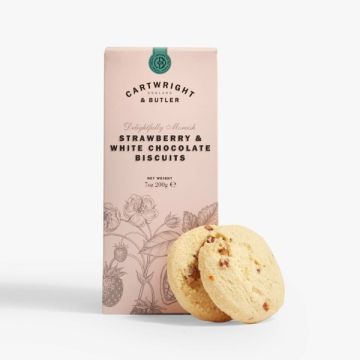 Cartwright & Butler Strawberry & White Chocolate Biscuits In Carton 200g