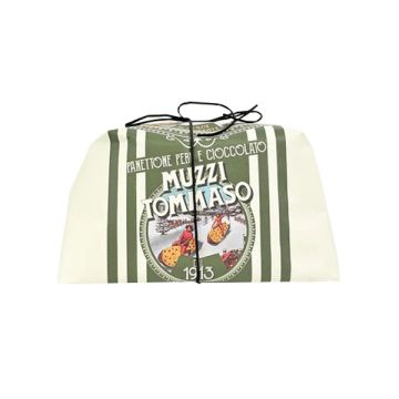 Muzzi Panettone With Candied Pear Pieces & Chocolate Chips Hand Wrapped 1000g