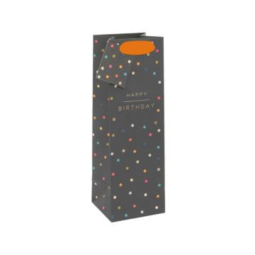 Happy Birthday Spots Black Bottle Bag