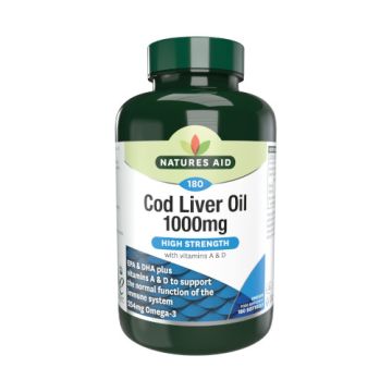Natures Aid Cod Liver Oil Omega 3 180pk Softgels