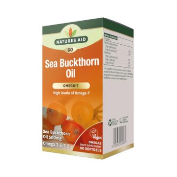 Natures Aid Sea Buckthorn Oil 60pk Vegetarian Softgels