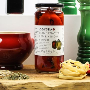 Odysea Flame Roasted Red & Yellow Peppers 450g