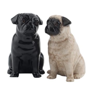 Quail Ceramics Pug Salt & Pepper Shaker (Black/Fawn) 