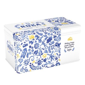 Roka Gouda Cheese Crispies In Delft Blue Design Double Layer Tin 140g