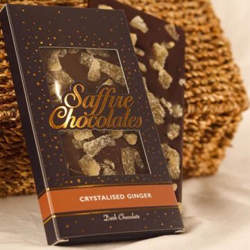 Saffire Chocolates Big Chocolate Bar Crystalised Ginger 120g