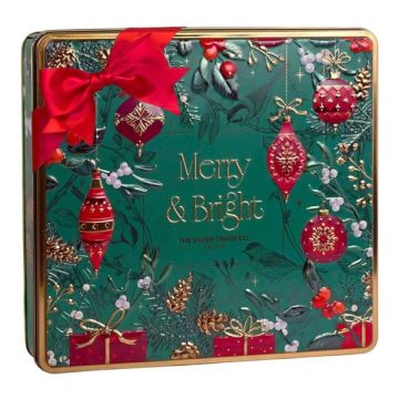Silver Crane Merry & Bright Chocolate Biscuit Tin 375g