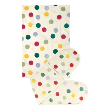 Emma Bridgewater Big Polka Dot Double Oven Glove & Tea Towel Set