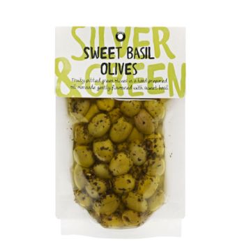 Silver & Green Sweet Basil Olives (Pitted Green) 220g