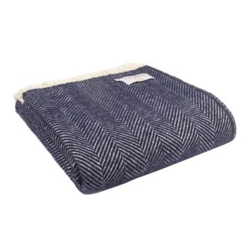 Tweedmill Lifestyle Fishbone Throw 150 X 183cm - Navy