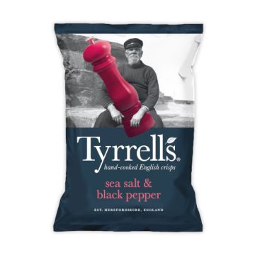 Tyrrells Sea Salt and Black Pepper Crisps 150g