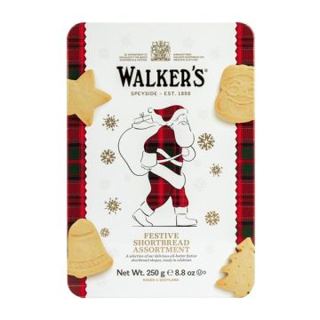 Walkers Shortbread Santa Tin Festive Shortbread Shapes 250g