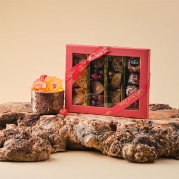 Walnut Tree Four Stripe Gift Box Of Glace Fruit 