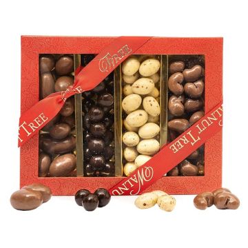 Walnut Tree Four Stripe Gift Box Chocolate Covered Nuts 