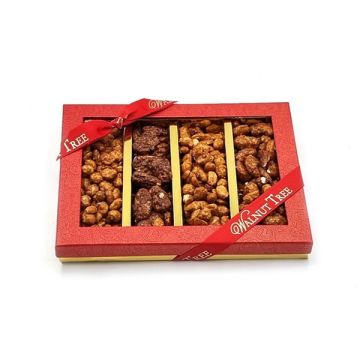 Walnut Tree Four Stripe Gift Box Of Caramelised Nuts
