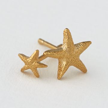Alex Monroe Asymetric Starfish Stud Earrings (Gold)