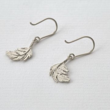 Alex Monroe Little Feather Hook Earrings (Silver)