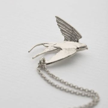 Alex Monroe Swooping Swallow Necklace (Silver)
