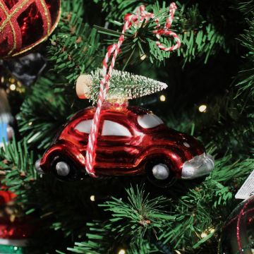 Red Car with Tree Decoration