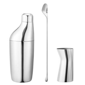 Georg Jensen Sky Giftset - Shaker, Stirring Spoon & Jigger 3.6cl
